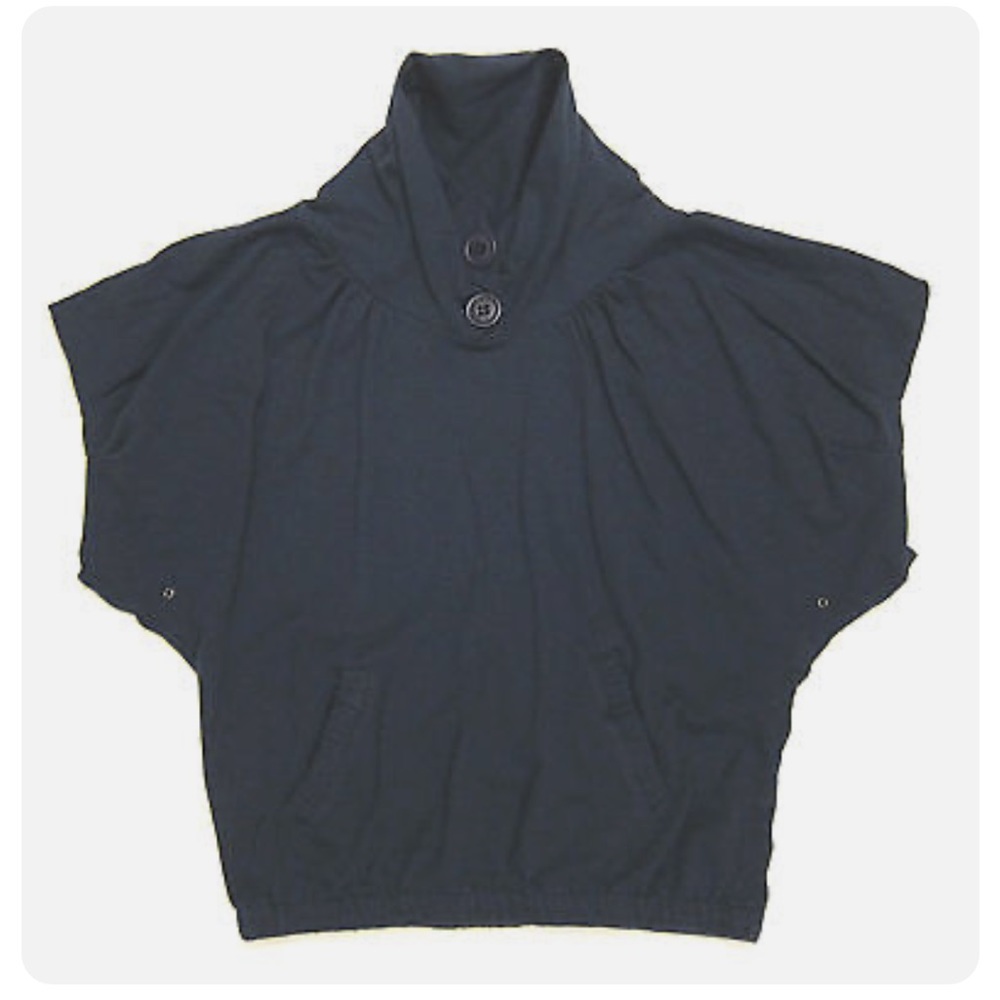Y2K Mike & Chris batwing dolman fleece sweatshirt w/ cowl neck in blue sz S